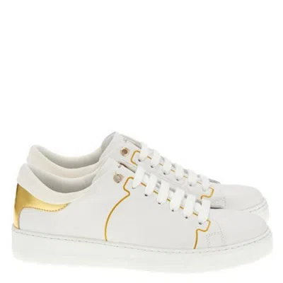 Ferragamo White Leather Low-top Sneakers In Multi