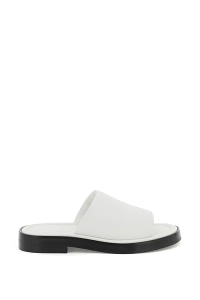 Ferragamo White Leather Slide Sandals For Women