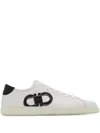 Ferragamo White Sneakers With Gancini Print On The Side And Contrasting Heel In Leather Man In White