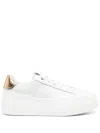 Ferragamo Leather Panelled Platform Sneakers With Rubber Sole In White