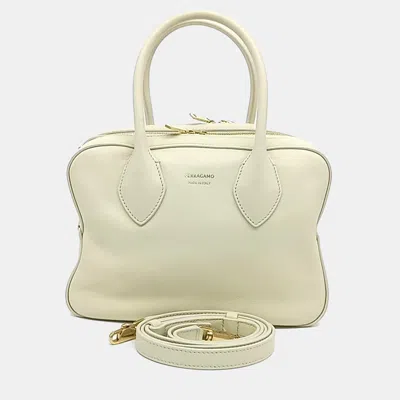 Pre-owned Ferragamo White Leather Tote And Shoulder Bag