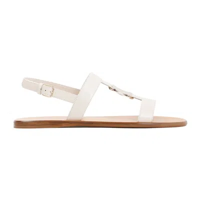 Ferragamo White Mascarpone Lamb Leather Vida Sandals In Neutrals