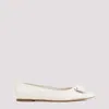 FERRAGAMO WHITE MASCARPONE LAMB LEATHER ZEA BALLERINA