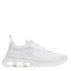 Ferragamo Mesh Pull Tab Round Toe Sneakers In White