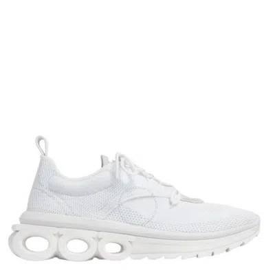 FERRAGAMO OPEN BOX - FERRAGAMO WHITE NIMA TECHNICAL KNIT RUNNING SNEAKERS