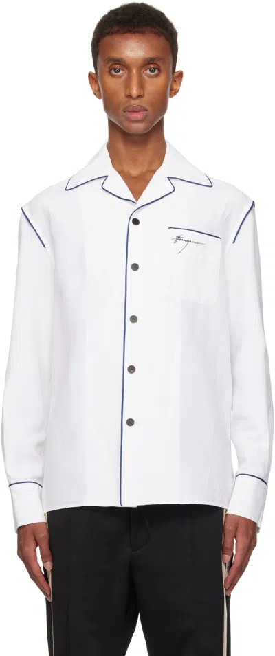 Ferragamo White Pajama Shirt In 4976/002 White