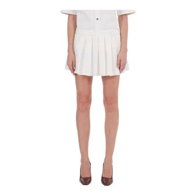Ferragamo White Pleated Mini Skirt In ["white"]