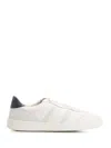 FERRAGAMO WHITE SNEAKERS WITH BLUE HEEL TAB