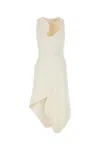 Ferragamo Asymmetric Sleeveless Stretch Crepe Dress In Mascarpone