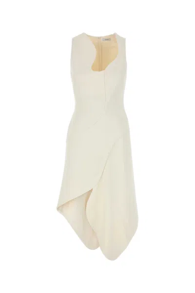 FERRAGAMO WHITE STRETCH CREPE DRESS