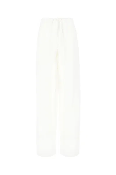 Ferragamo White Viscose Blend Pants In Optic White