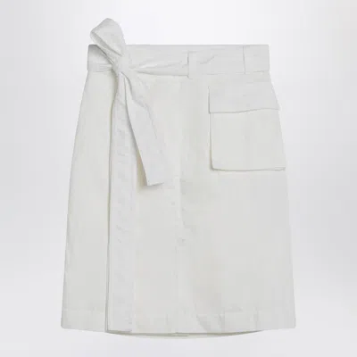 FERRAGAMO WHITE WRAP SKIRT IN COTTON BLEND