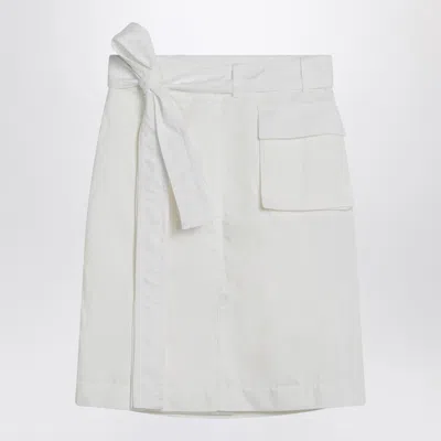 FERRAGAMO FERRAGAMO WHITE WRAP SKIRT IN COTTON BLEND