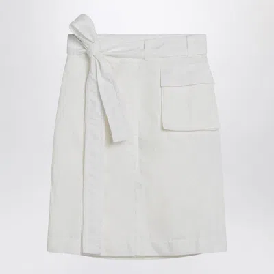 Ferragamo White Wrap Skirt In Cotton Blend