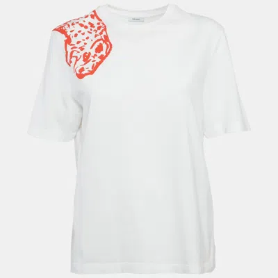 Ferragamo White/red Leopard Print Cotton T-shirt In Green