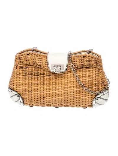Pre-owned Ferragamo Wicker Clutch In Brown