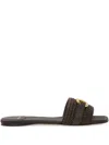 Ferragamo Wicker-strap Flat Sandals In Brown