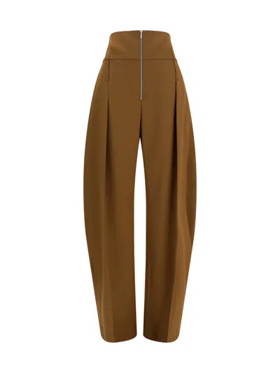 Ferragamo Merino Wool Balloon-fit Trousers In Brown