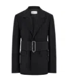 Ferragamo Wide-belt Suit Coat In Black