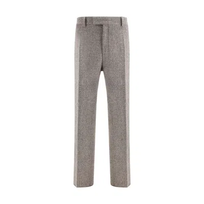 Ferragamo Men Wide Chevron Pants In Gray