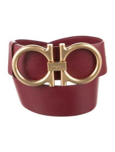 Pre-owned Ferragamo Wide Leather Belt W/ Tags In Burgundy
