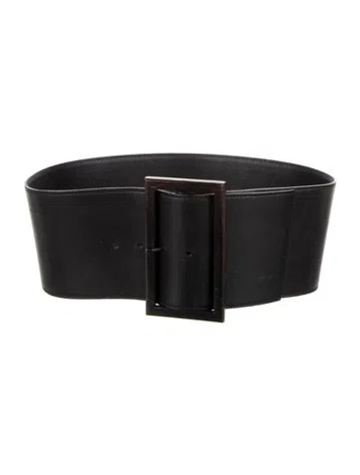 Pre-owned Ferragamo Wide Leather Waist Belt In Black