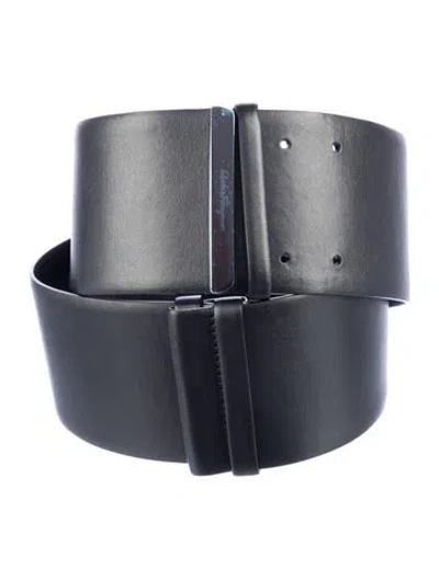 Pre-owned Ferragamo Wide Leather Waist Belt In Black