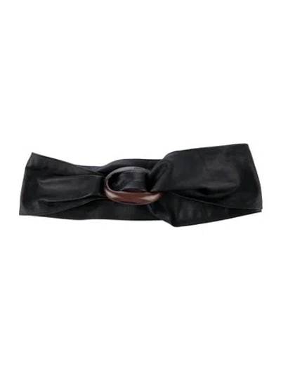 Pre-owned Ferragamo Wide Leather Waist Belt In Black