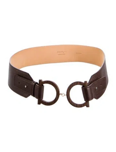 Pre-owned Ferragamo Wide Leather Waist Belt In Brown