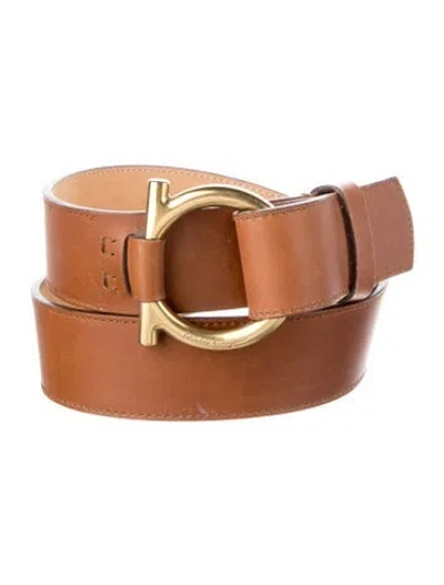 Pre-owned Ferragamo Wide Leather Waist Belt In Brown