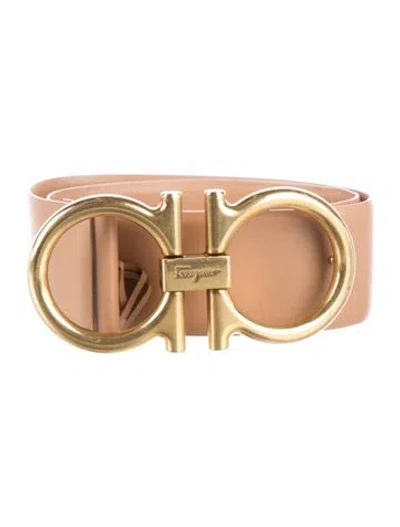 Pre-owned Ferragamo Wide Leather Waist Belt In Brown