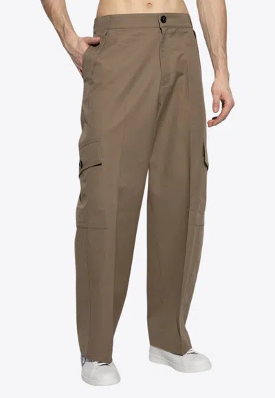 Ferragamo Wide-leg Cargo Pants In Brown