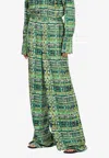 Ferragamo Wide-leg Checked Pants In Green
