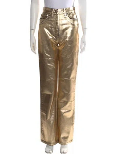 Pre-owned Ferragamo Wide Leg Pants In Gold