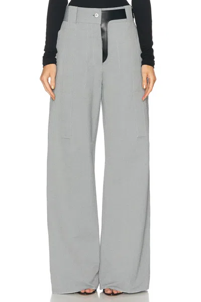 Ferragamo Canvas Palazzo Trousers In Gray