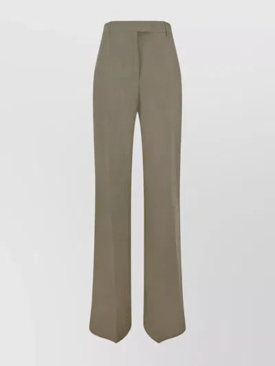 Ferragamo Wide Leg Trousers With Belt Loops And Pockets In Gray