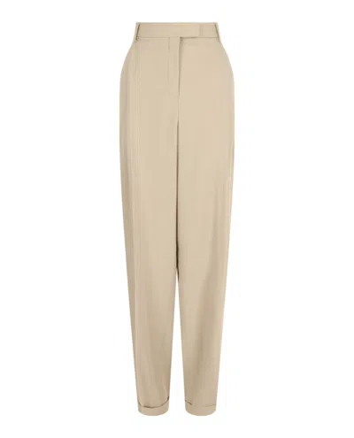 Ferragamo Wide-leg Wool Trousers In Neutral