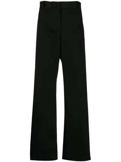 Ferragamo Wide-leg Wool Trousers In Black