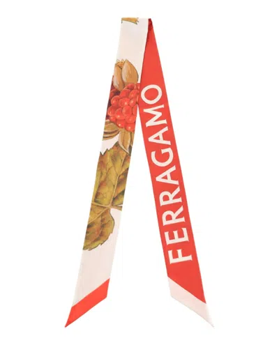 Ferragamo Wild-berry Print Silk Bandeau In Red