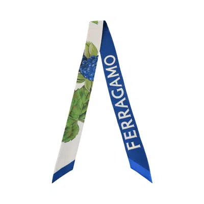 Pre-owned Ferragamo Wild Blueberry Print Silk Bandeau 'green' | Women's Size Onesize