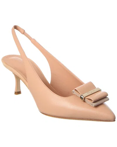 Ferragamo Willis Leather & Suede Slingback Pump In Beige