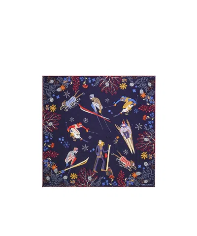 Ferragamo Winter Alpine Print Silk Foulard In Multi