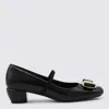 Ferragamo Lace Up High Heel Round Toe Bow In Black
