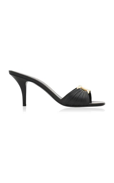 Ferragamo Black Gancini Ornament Slide Heeled Sandals