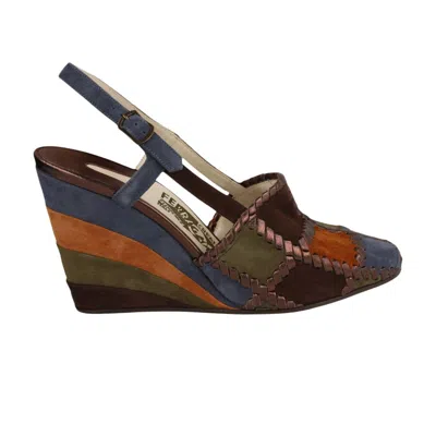 Pre-owned Ferragamo Wmns Arlequin Wedge 'blue' | Women's Size 6