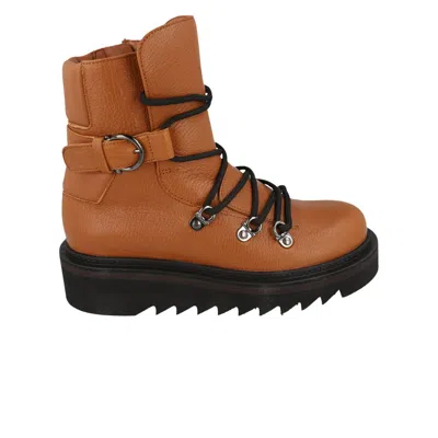 Pre-owned Ferragamo Wmns Elimo Lace-up Leather Boot 'medium Brown' | Women's Size 7.5