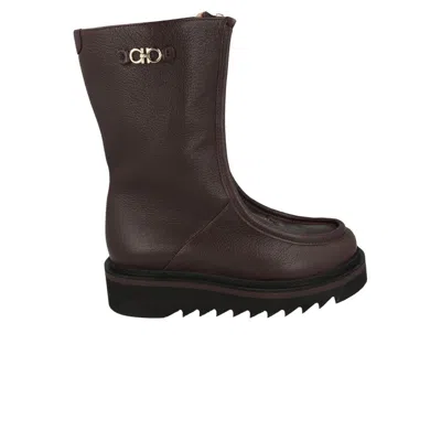 Pre-owned Ferragamo Wmns Eurialo F Leather Boot 'brown' | Women's Size 6.5