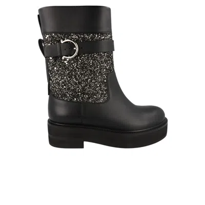 Pre-owned Ferragamo Wmns  Ean Glitter Ankle Boot 'black' | Women's Size 5