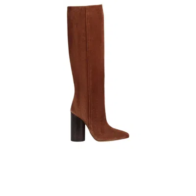 Pre-owned Ferragamo Wmns  Pampero Suede Knee-high Boot 'beige' | Tan | Women's Size 9.5 In Brown