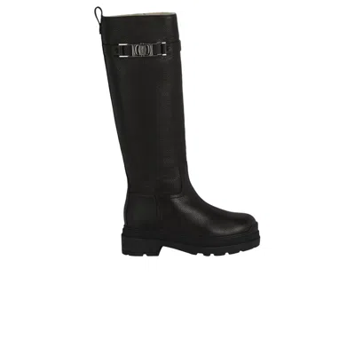 Pre-owned Ferragamo Wmns  Ryder F Knee-high Boot 'black' | Women's Size 10